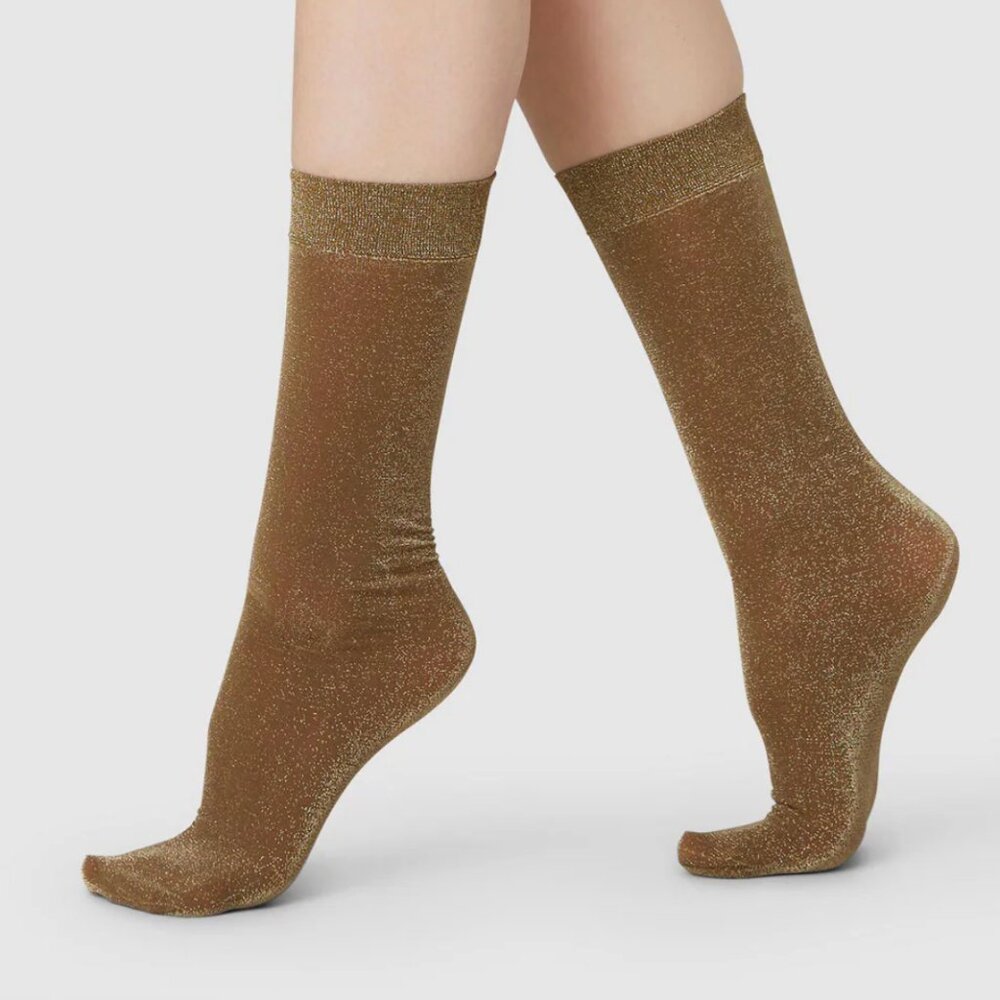 Ines shimmery socks (gold, Swedish Stockings)